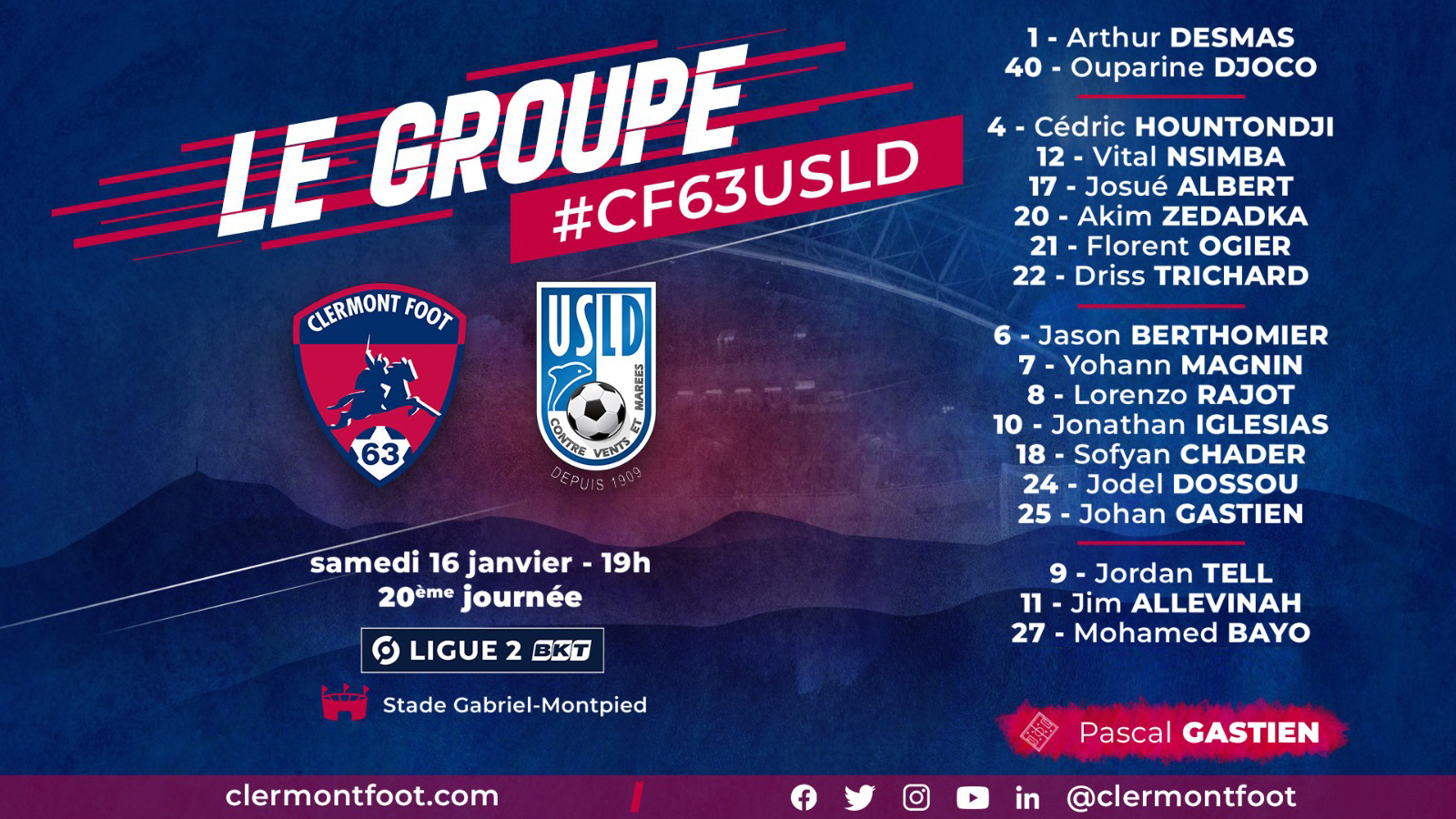 Clermont - Dunkerque : le groupe clermontois - Clermont Foot