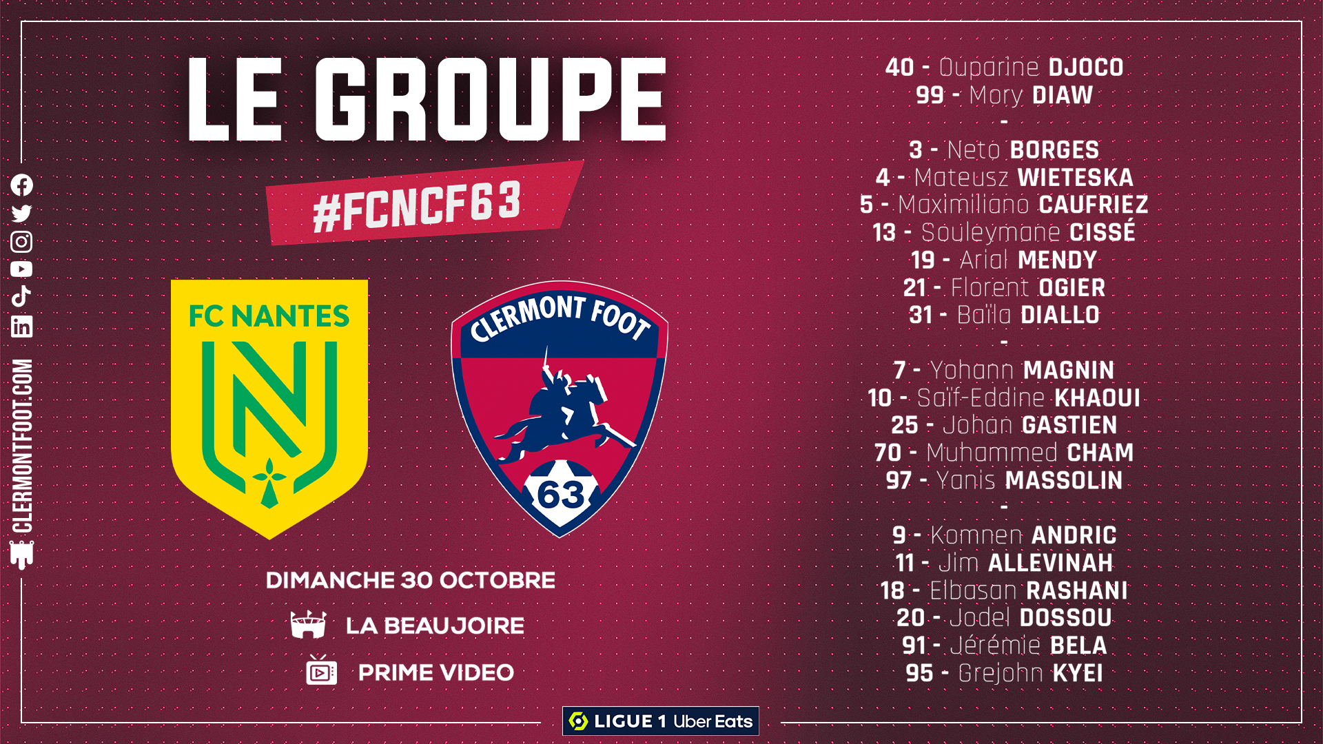 Calendrier Ligue 1 2022 Clermont Foot