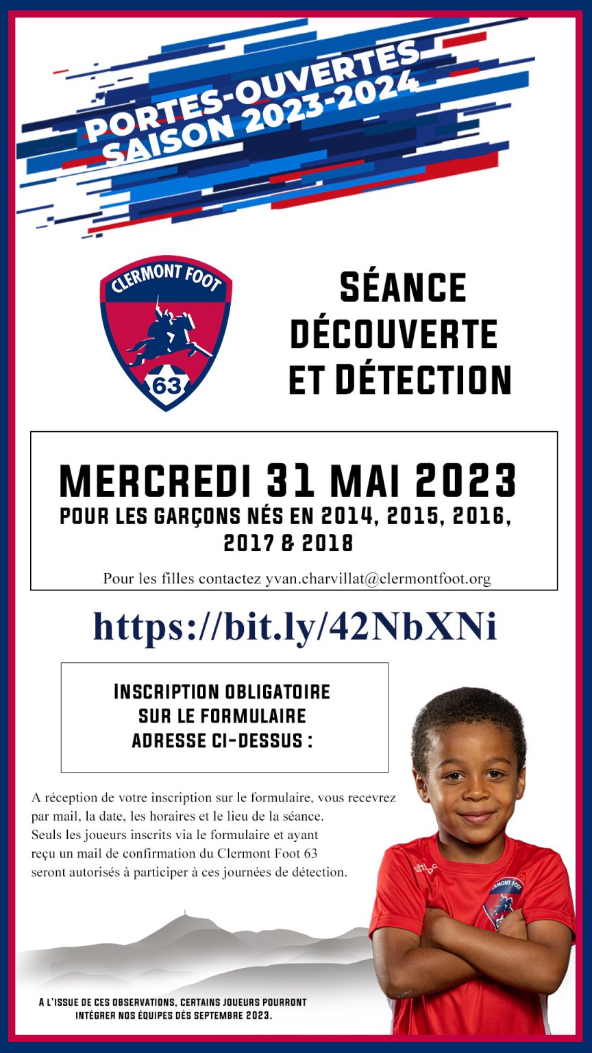 Nouvelle détection école de football Clermont Foot